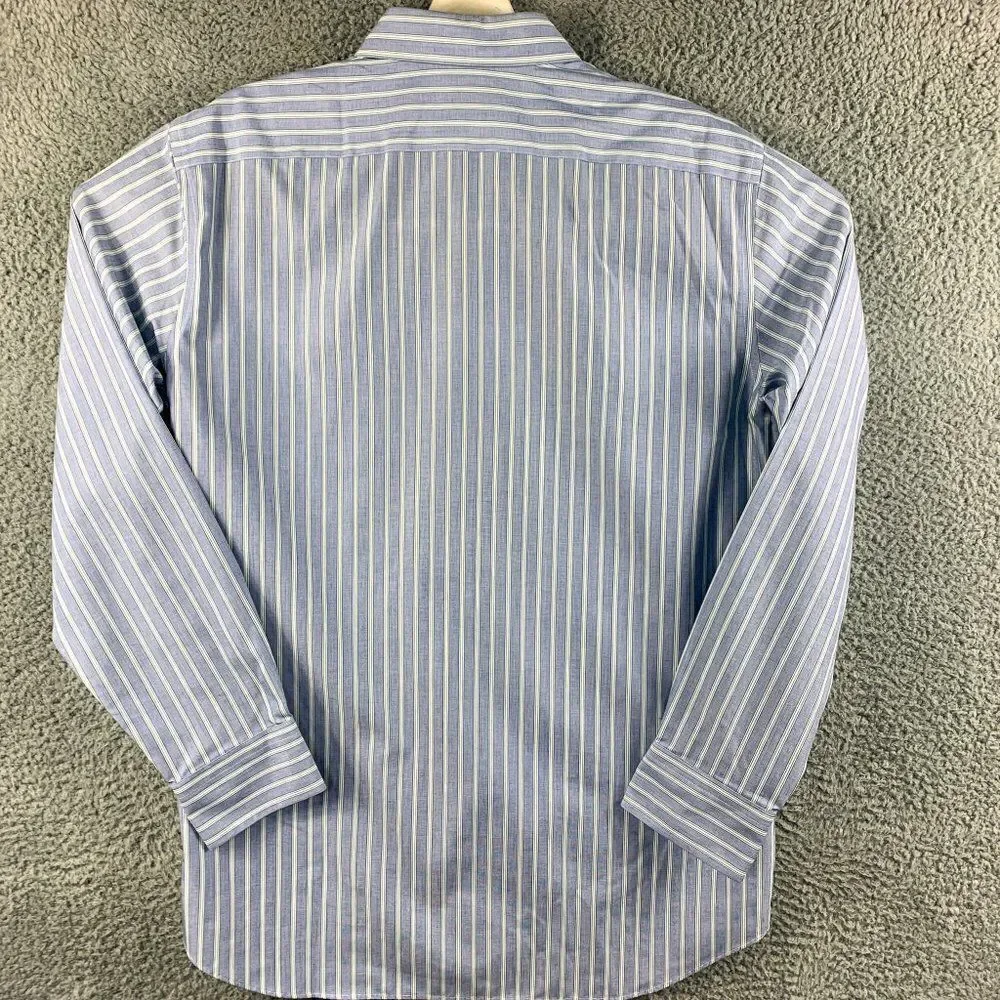 Banana Republic Shirt Mens Large‎ Slim Blue Stripe Non Iron Business Casual Camp